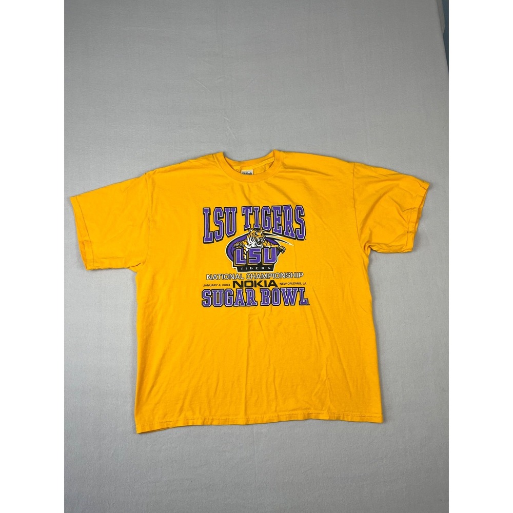 Louisiana State Unv Shirt Mens 2XL Yellow LSU Tigers 04 Sugar Bowl Football